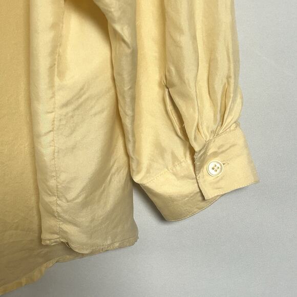 The Avenue Vintage 100% Silk Blouse 22/24 Yellow Oversized Button Down - Picture 7 of 7